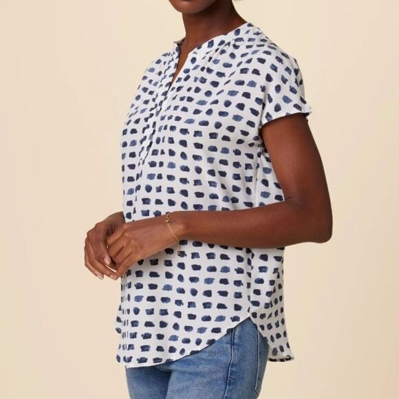 $148 NEW AMOUR VERT 1X WASHABLE SILK VNECK SHORT SLEEVE BLOUSE TUNIC TOP NWT - Picture 4 of 4